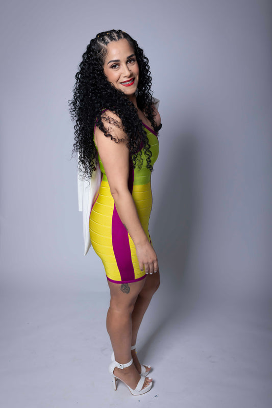 Neon Fusion Bandage Dress